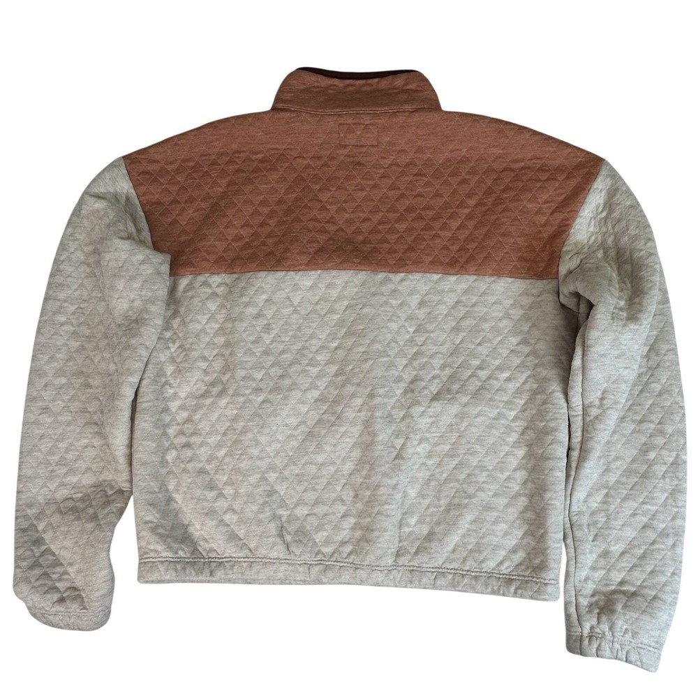 Marine Layer Corbet Pullover Tan Colorblock Quilted 1/4 Zip Peach Maroon Small - Picture 8 of 9